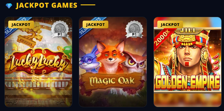 S5 Casino jackpot games: Lucky Lucky, Magic Oak, Golden Empire